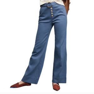 Anthropologie Cassidy Belted Wide Leg Trouser